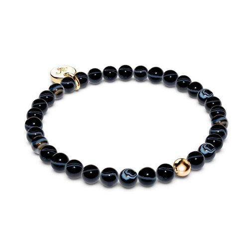 Agate ligne noire | Or Vermeil .925 | Bracelet de perles de pierres précieuses de guérison